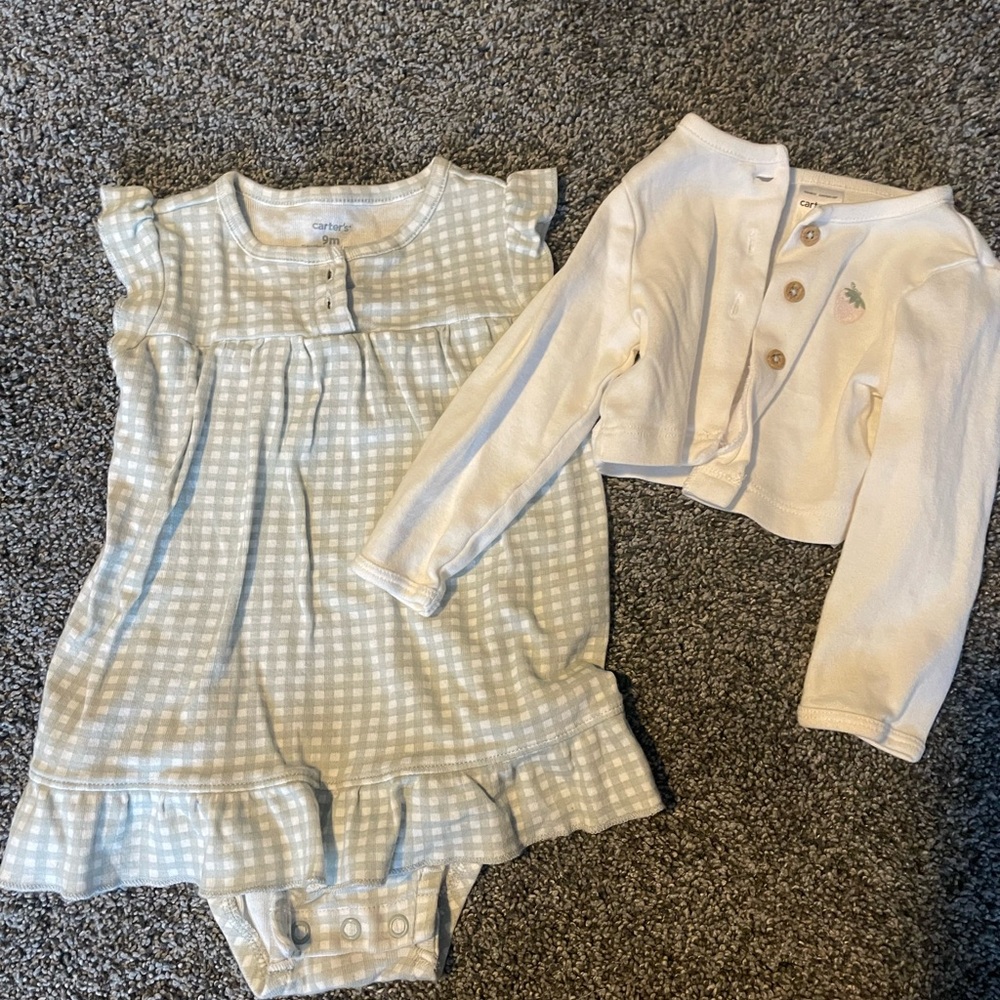 Carter's green Baby Romper & sweater